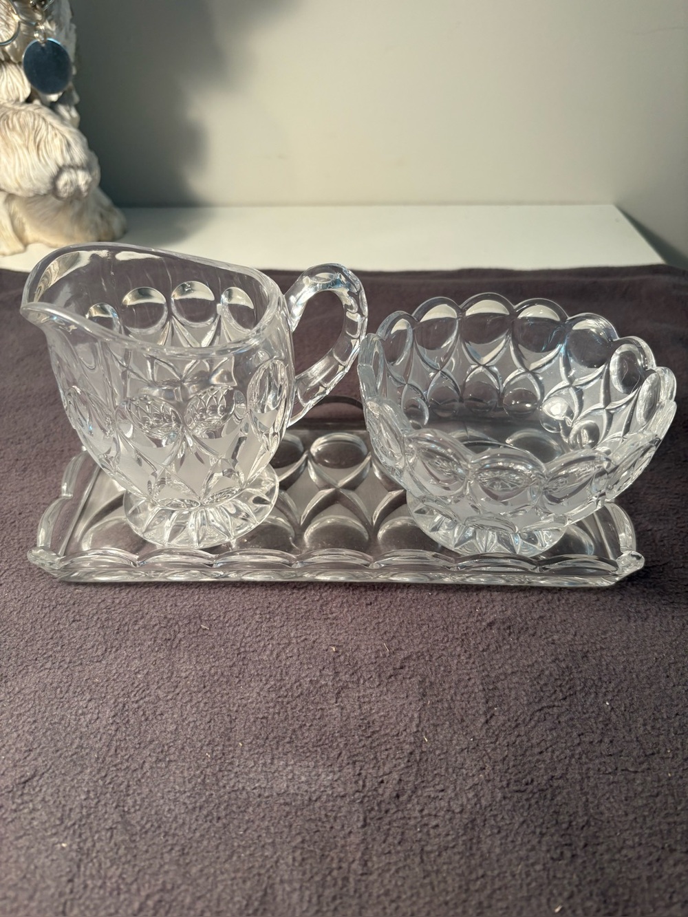 Vintage Nachtmann Bleikristall crystal creamer, sugar and tray set